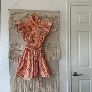 Derek Lam Collective Orange/Pink Cutout Mini Dress